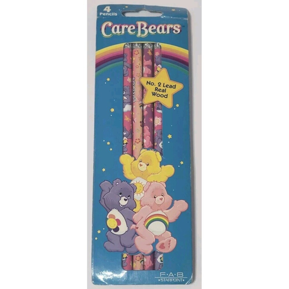 Vintage Care Bear # 2 Pencils Pack of 4 American Greetings 2005 Starpoint New